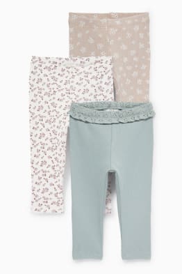 Multipack of 3 - flowers - baby leggings