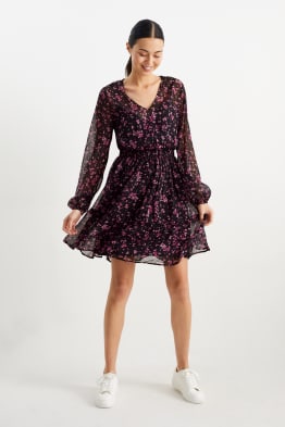 Fit & flare V-neck dress - floral