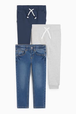 Set van 3 - slim jeans, stoffen broek en joggingbroek