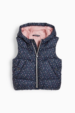 Quilted gilet with hood - water-repellent - polka dot