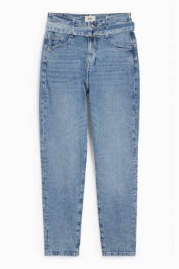 Mom jeans z paskiem - wysoki stan - LYCRA®