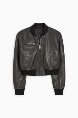 CLOCKHOUSE - cropped bomber jacket - faux leather