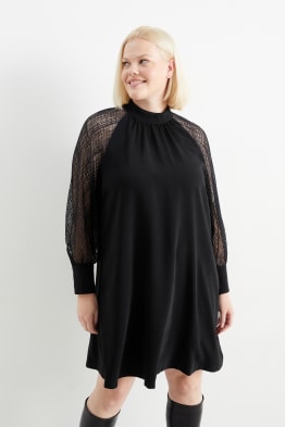 A-line dress with band collar