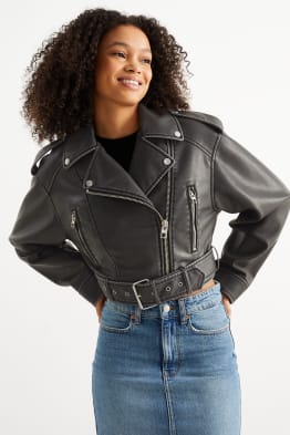 CLOCKHOUSE - cropped biker jacket - faux leather