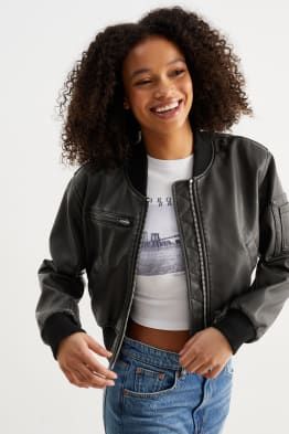 CLOCKHOUSE - cropped bomber jacket - faux leather