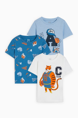 Pack de 3 - baloncesto y animales salvajes - camisetas de manga corta