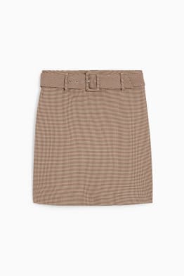 Miniskirt with belt - check