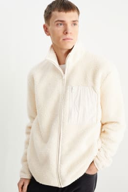 Teddy fur zip-through sweatshirt