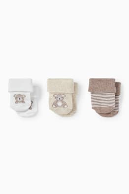 Pack de 3 - ositos - calcetines con dibujo para recién nacido
