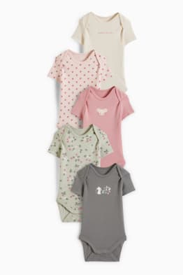 Multipack of 5 - strawberries and little mice - baby bodysuit