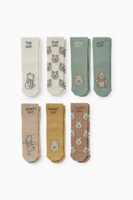 Multipack 7 ks - Medvídek Pú - ponožky s motivem pro miminka