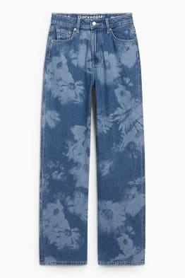 CLOCKHOUSE - loose fit jeans - high waist - s květinovým vzorem