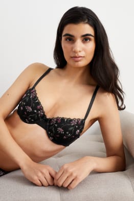 Soutien-gorge avec armatures - DEMI - ampliforme - à fleurs