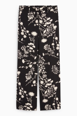 Plátěné kalhoty - mid waist - bootcut fit - s květinovým vzorem