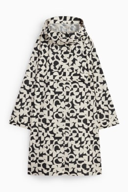Rain cape with hood - foldable - patterned