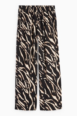 Cloth trousers - high waist - wide leg - patterned