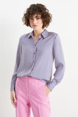 Satin blouse - striped