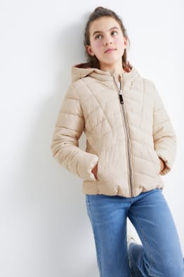 Quilted jacket with hood - water-repellent