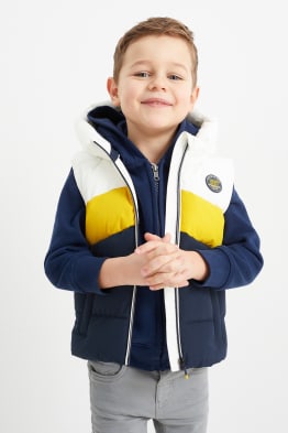 Gilet trapuntato con cappuccio - idrorepellente