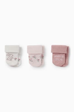 Multipack 3 ks - motivy zajíčka a květin - ponožky pro novorozence