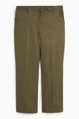 Linen trousers - mid-rise waist - slim fit