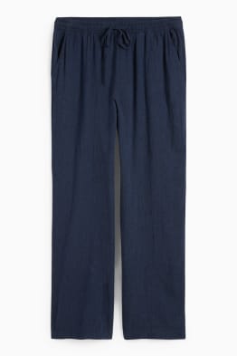 Pantalón de tela - mid waist - wide leg - mezcla de lino
