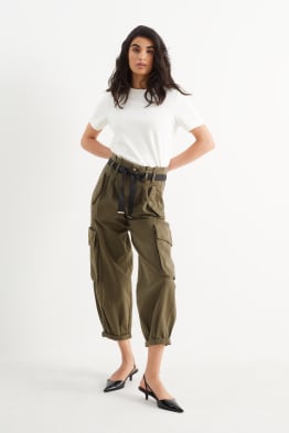 Pantalon cargo - high waist - tapered fit