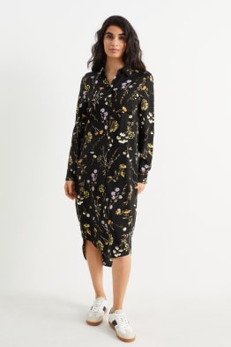 Robe-chemisier en viscose - à fleurs