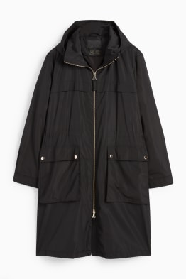 Coat with hood - lined - water-repellent - foldable