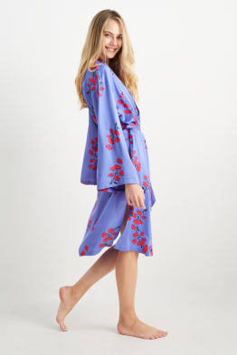 Saténové kimono - s květinovým vzorem