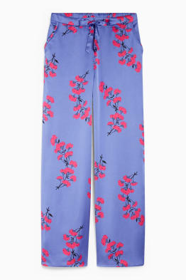 Pantaloni de pijama din satin - cu flori