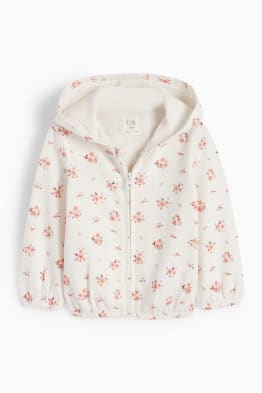Tepláková bunda s kapucí pro miminka - s květinovým vzorem