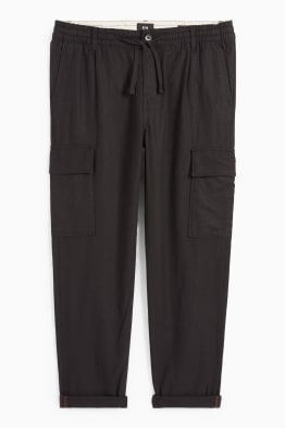 Cargo trousers - tapered fit - linen blend