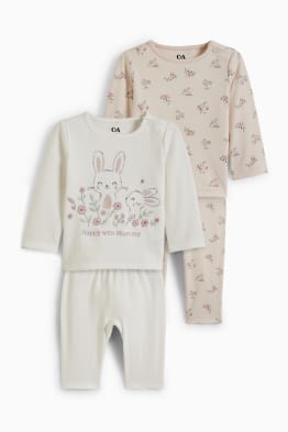 Set van 2 - konijntjes - baby-pyjama - 4-delig