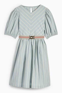 Dress with belt - striped