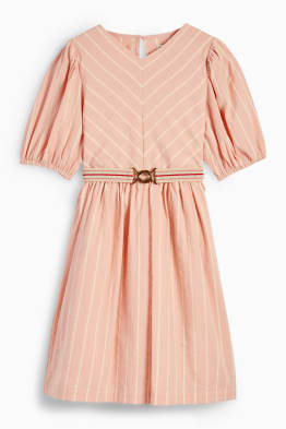 Dress with belt - striped