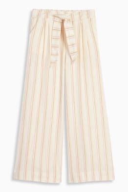 Trousers - linen blend - striped