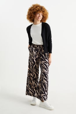 Cloth trousers - high waist - wide leg - patterned