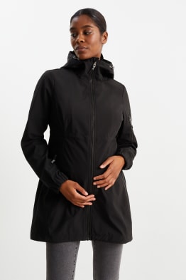Maternity parka with hood and baby pouch