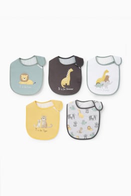 Lot de 5 - animaux - bavoirs