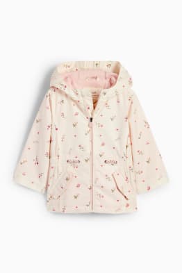 Baby jacket with hood - lined - floral