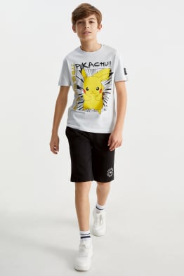 Pokémon - set - t-shirt e shorts in felpa - 2 pezzi