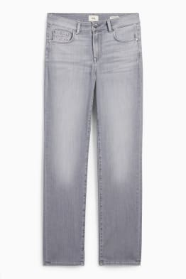 Straight jeans con pedrería - mid waist
