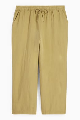Pantalón de tela - mid waist - wide leg - mezcla de lino
