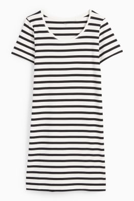 Basic-T-Shirt-Kleid - gestreift