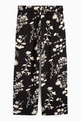 Žerzejové kalhoty - straight fit - s květinovým vzorem