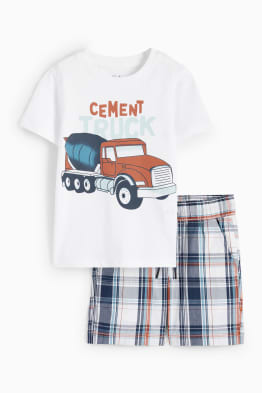 Betoniera - set - t-shirt, shorts e cappellino - 3 pezzi