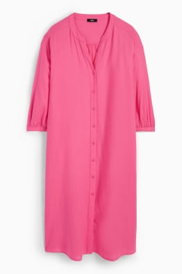 V-neck shirt dress - linen blend