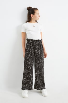 Floral - set - short sleeve T-shirt and cloth trousers - 2 piece