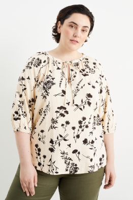 Blusa - misto lino - a fiori